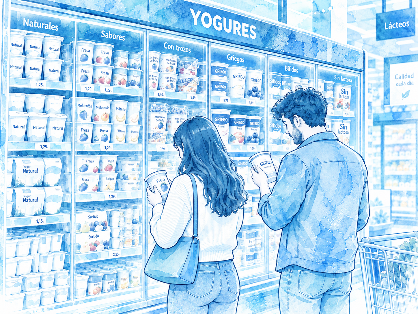 Ilustración conceptual sobre la diversidad de preferencias del consumidor ante una misma elección alimentaria.